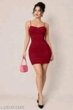 Black Spaghetti Strap Ruched Bodycon Mini Dress - Image 2