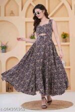 Navy Blue Printed Backless Off-Shoulder Maxi Dress